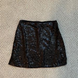 Black Sequin Mini Skirt - Size M